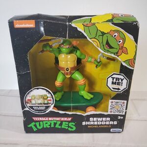 NEW TMNT Michelangelo Sewer Shredder 5” Pull-Back Skateboard Toy Teenage Mutant